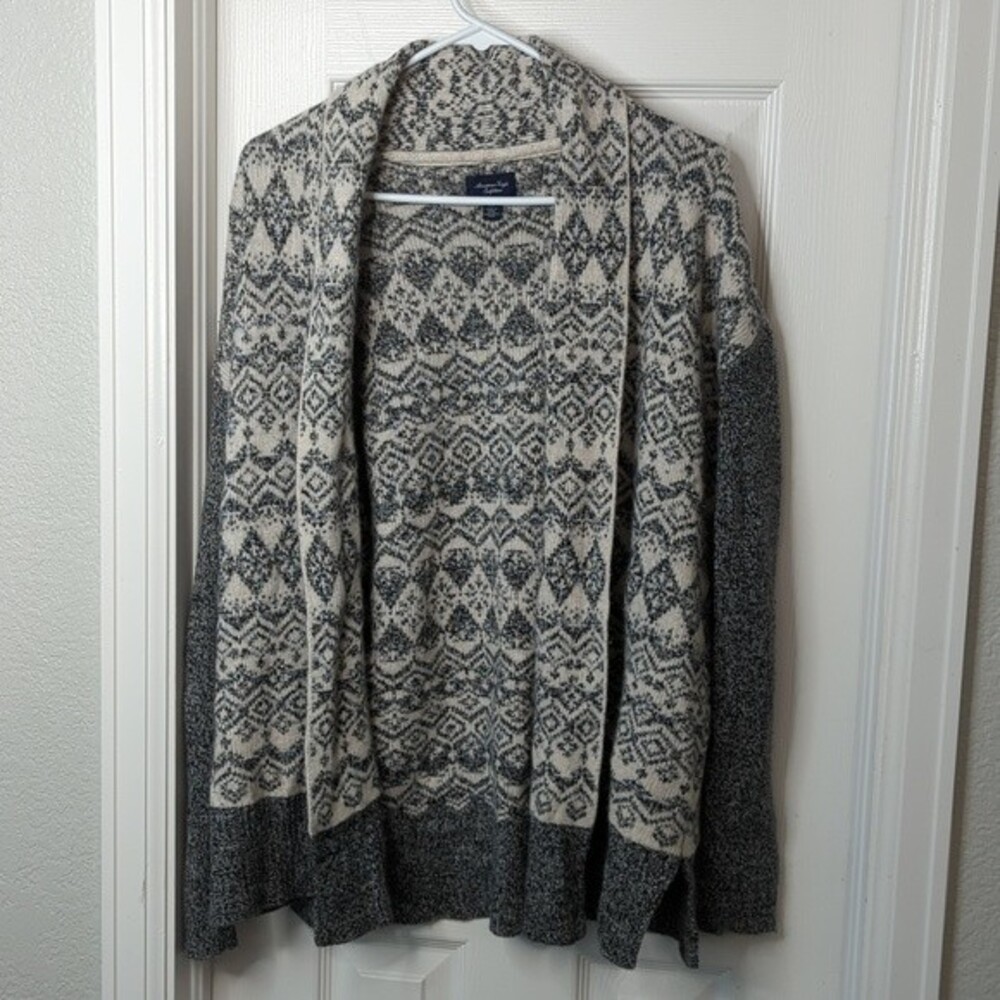American Eagle Outfitters Aztec Print Open Front Cardigan Wool Blend Size M